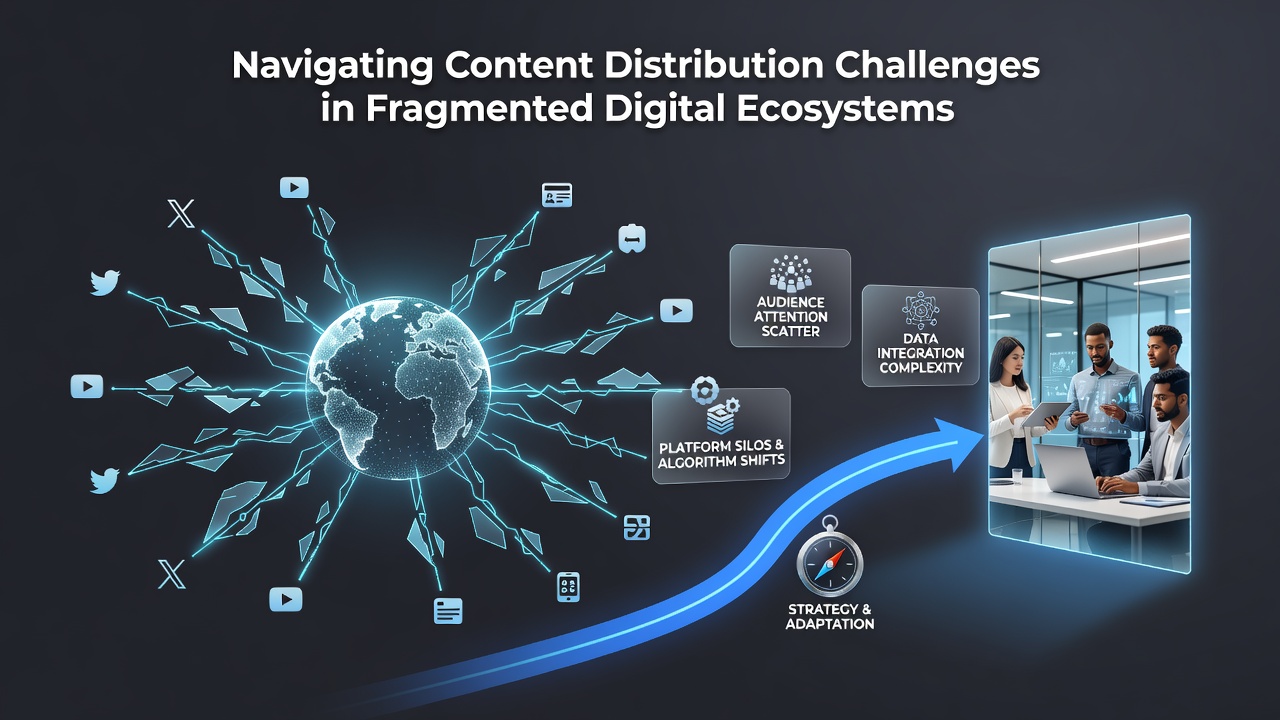 Diagram of content distribution paths splitting across regional regulations, device types, and monetization channels